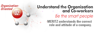 02. Organization-Oriented : Understand the Organization and Co-workers Be the smarrt people MERITZ understan ds the correct role and attitude of a company.