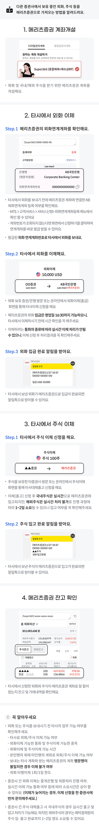 외화, 주식 입고 가이드 내용 이미지