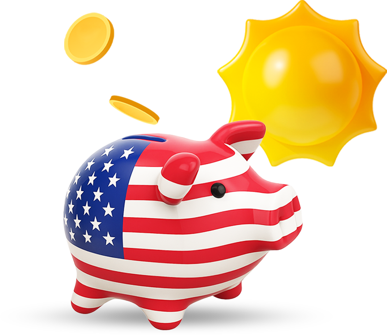 미국국기 돼지저금통 배너